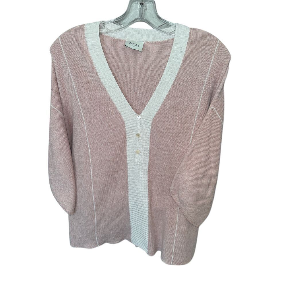 Blush Pink V-Neck Button-Trim Sweater